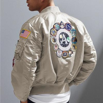 GLYDE Winter Bomber Flight Jacket Vintage MA-1 APOLLO Men Coat Streetwear Warm Varsity Hip Hop Baseball Letterman pilot Us Air Force