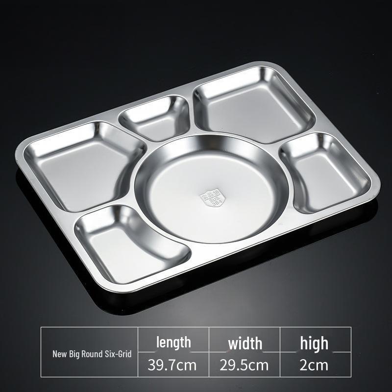 Круглая обеденная тарелка из нержавеющей стали 304 с 6 отделениями