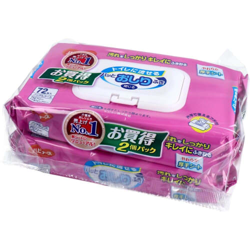 [Mihama Tsusho] Habinurse Flushable Baby Wipes, 72 Wipes x 2 Packs