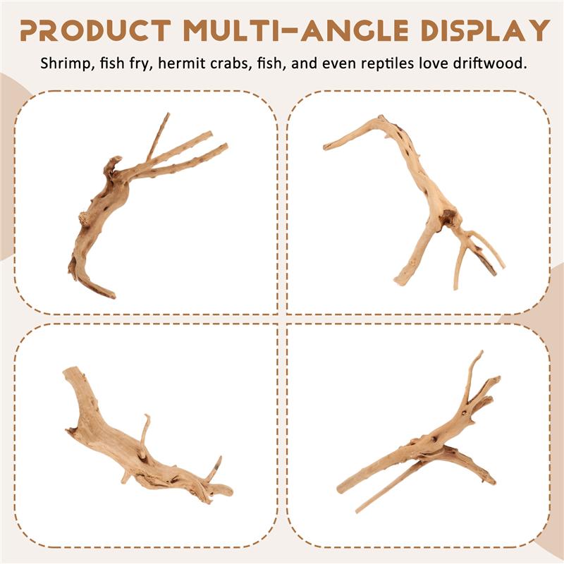 2025 Trend Mini Driftwood For Aquarium Natural Wood Branches Fish Tank Decorations Reptiles Tree Trunk Driftwood Assorted(10 Pac