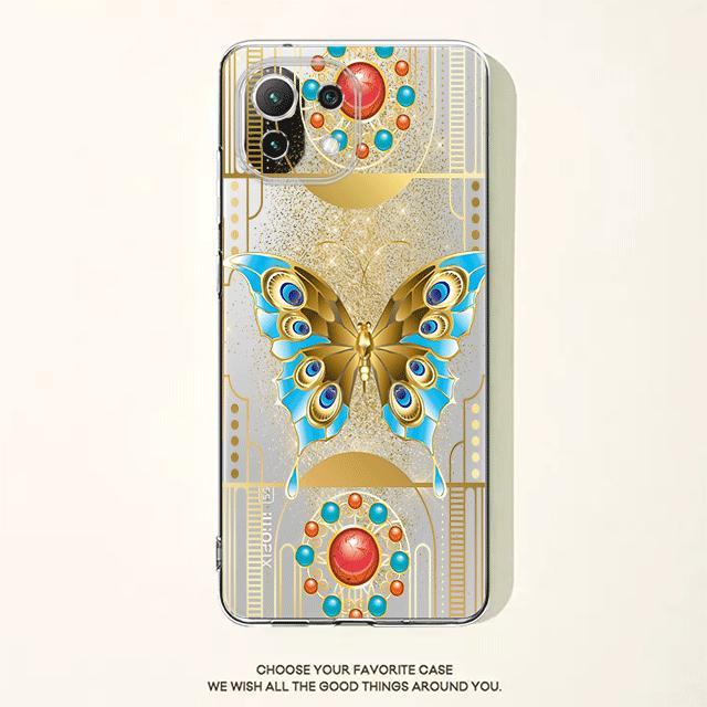 Gold Butterfly Flower Floral Clear Case For Xiaomi Poco X3 Nfc X3pro M3 F1 F3 For Mi 11 12 13 11x 12x Pro 11 10 Lite 11t 10t