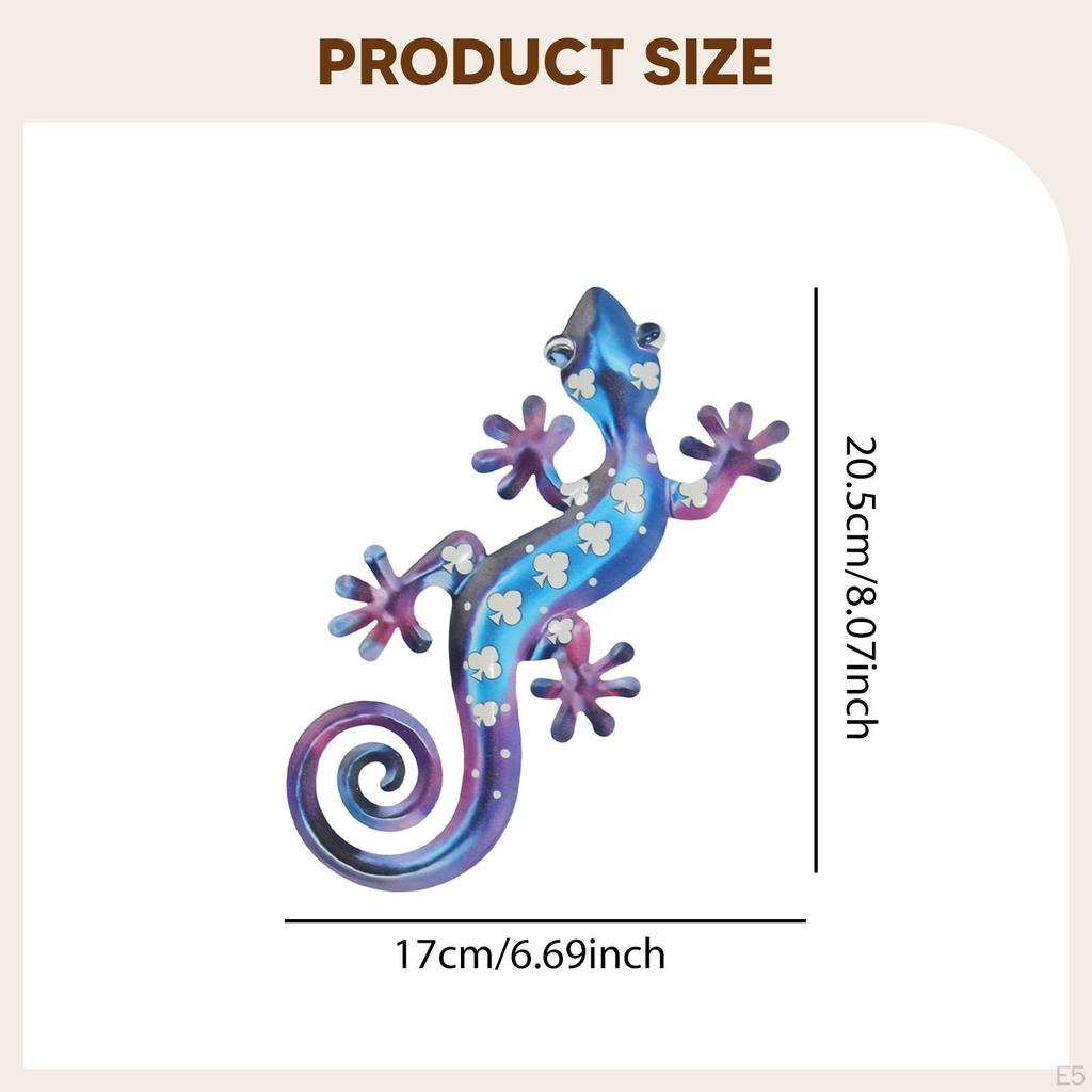 Metal Gecko Wall Art 2D Hanging Artwork,Art Decoration Ornament for Porch Cafe Patio Home