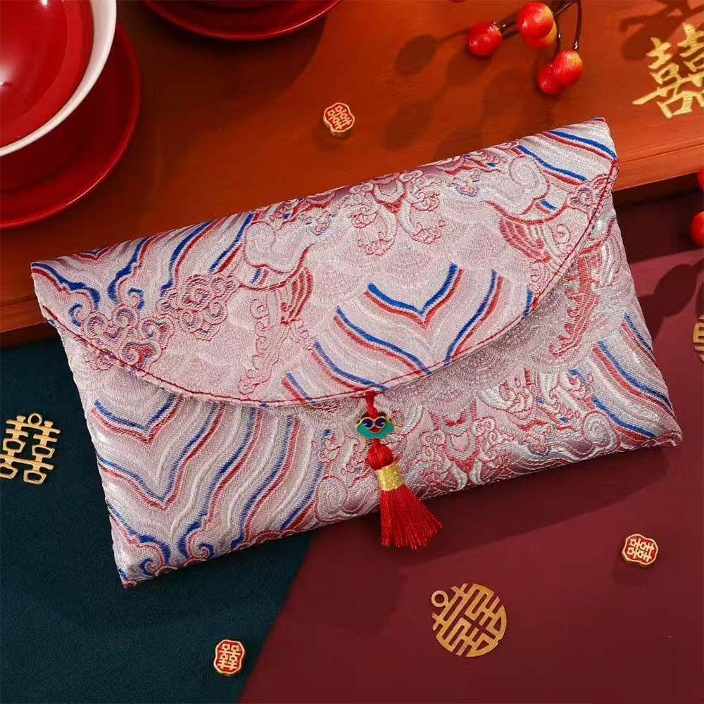 Traditional New Year Red Envelope Cloth Red Packet HongBao 2026 Lucky Money Bag  Wedding