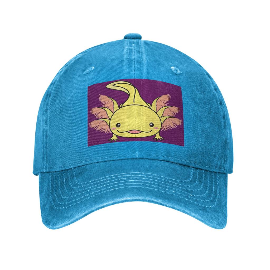 Axolotls Perfect Axolotl Saying Cute Axolotl Kawaii Denim Fabric Cap Casual Baseball Caps Adjustable Hat Unisex Baseball Hats