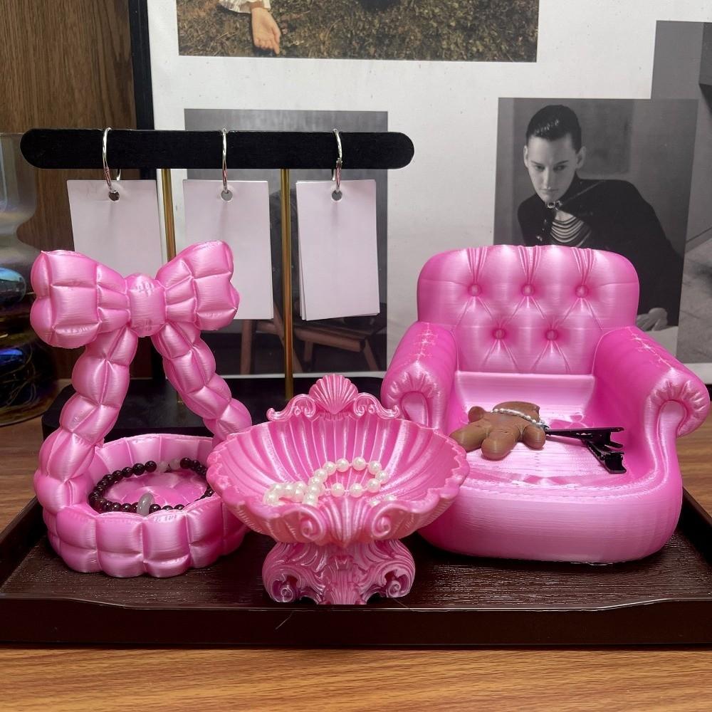 Elegant Bow 3D Printed Jewelry Tray Sweet Baroque Style Sofa-shaped Ring Holder Decorative Creative Shell Shape Jewelry Tray