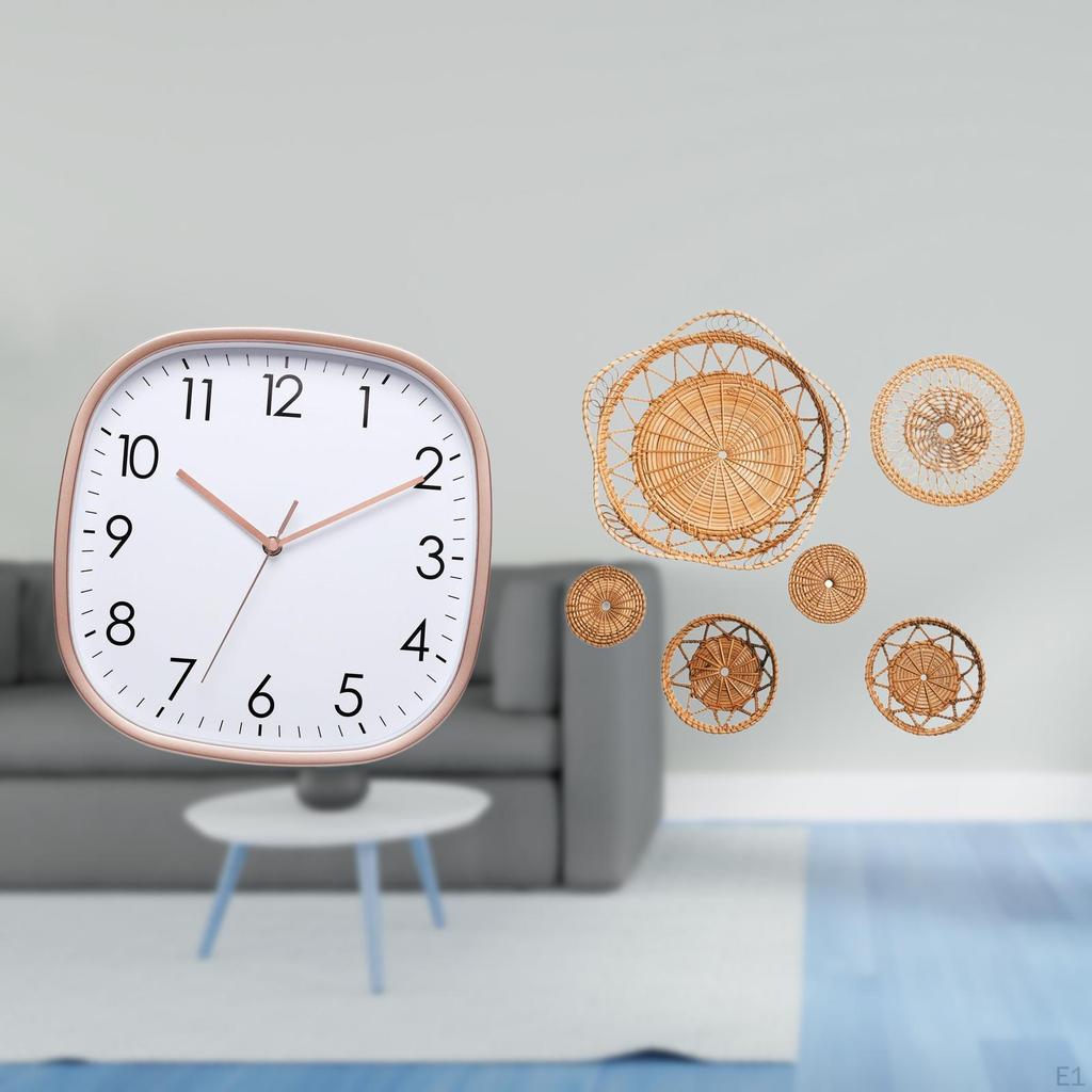 Vintage Digital Wall Clock Art with Low Noise Design And Unique Rattan Woven Hanging Decor for