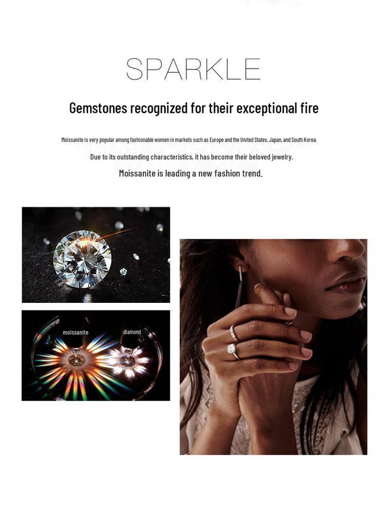 S925 Sterling Silver Moissanite D Color Beaded Pendant, Simple Korean Style Clavicle Chain Necklace for Women