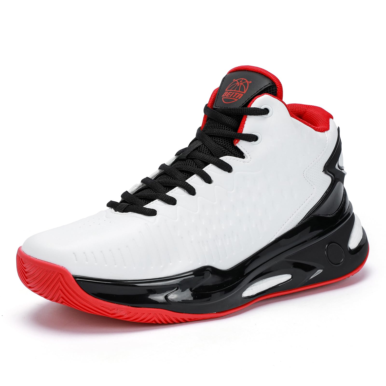 

BeitaSports Оснащенные карбоном Удобные кроссовки Баскетбольные кроссовки Юниорские кроссовки Высокие с широким подъемом Белые Черные Красные Мужские 25,5 см
