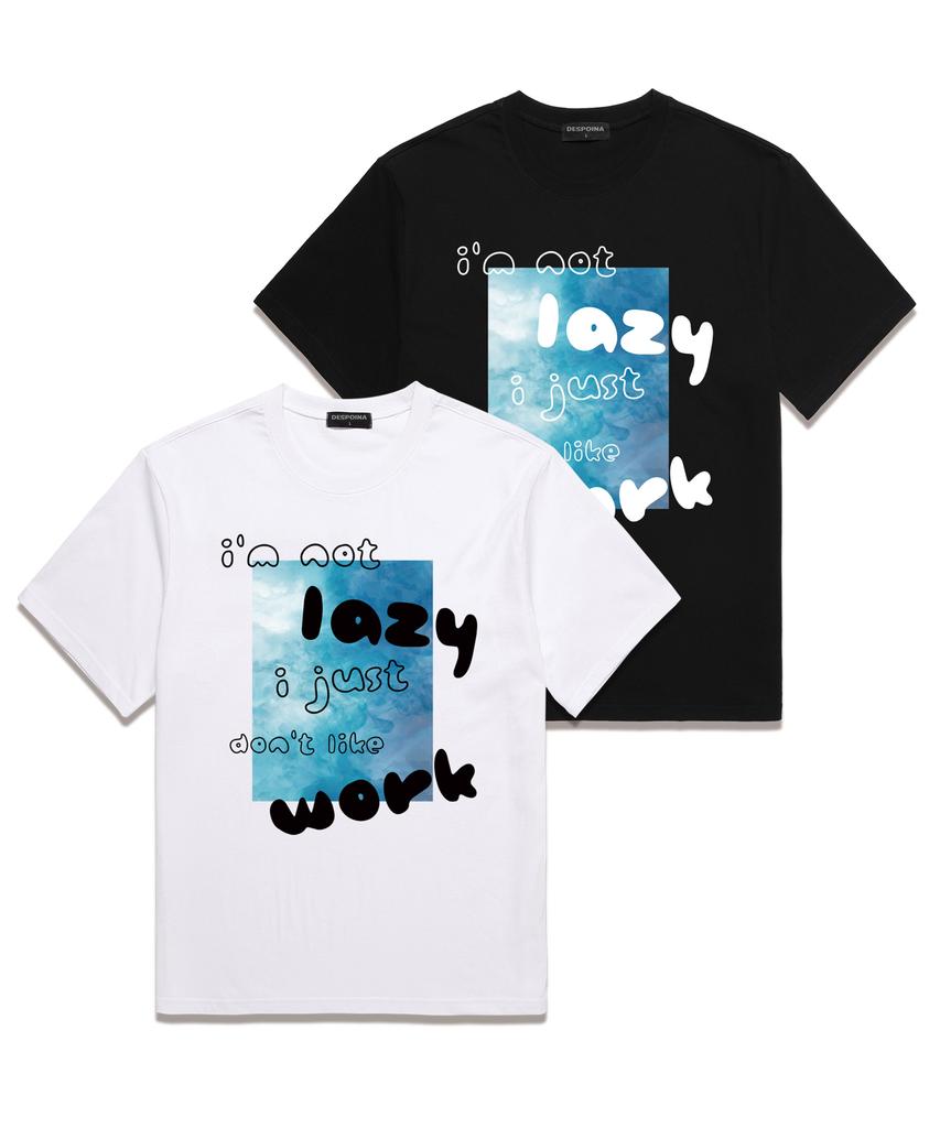 Ujeu Not Lazy Oversized Short Sleeve T-Shirt (Ds024) White