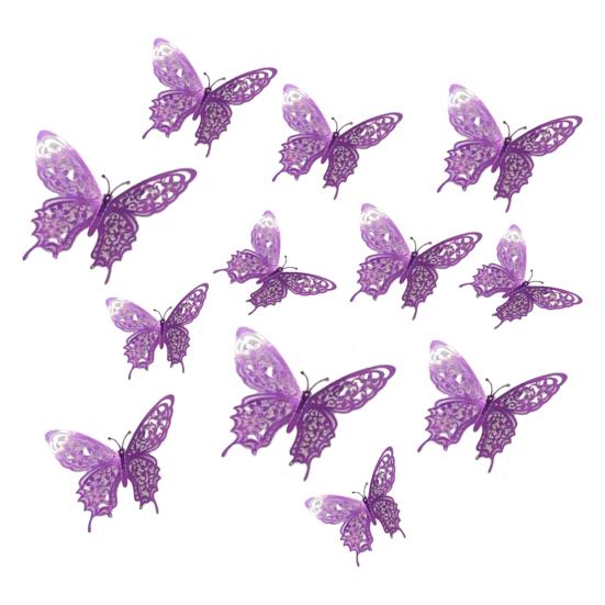 12 Stück 3D-Schmetterlings-Wanddekoration 3 Größen Hohl-Schmetterlings-Dekoration für Geburtstagsfeier Kuchenaufsatz Abnehmbare Wandbilder Aufkleber für Kinderzimmer Schlafzimmer