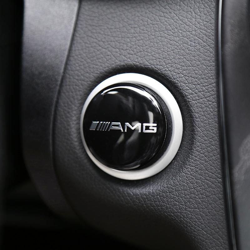 DUJF1 Aluminum 52mm Car Steering Wheel Center Emblem Inner Sticker for Mercedes Benz AMG W205 W212 W213 W220 W221 W202 W204 GLE GLC