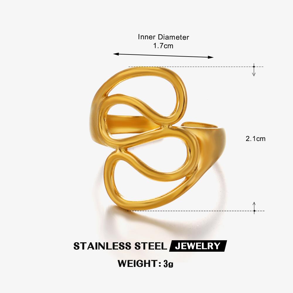 

Vintage Line Ring Niche Designer Zircon For Woman Versatile Gold-Plated Stainless Steel Open Rings Prom Accessories Gift resizable