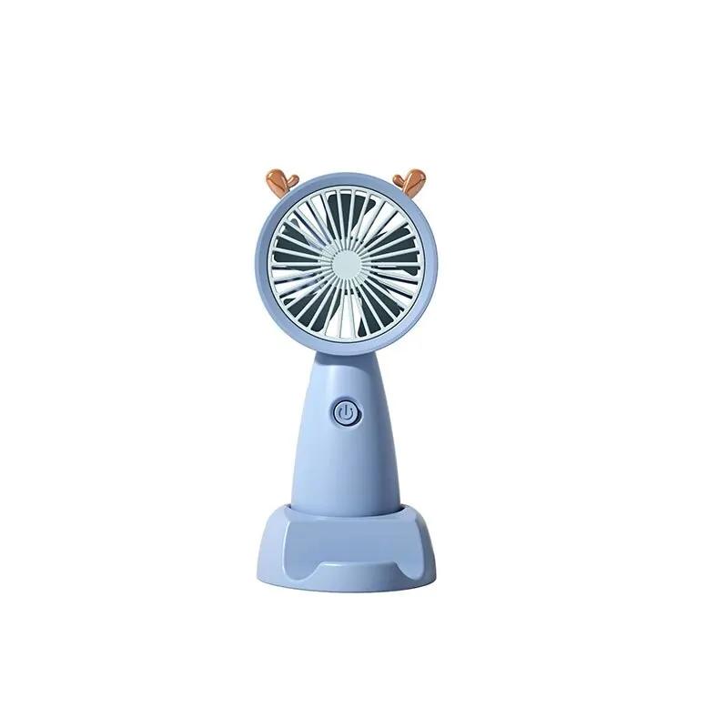 

USB Handheld Small Electric Fan Summer Mini Desktop Office Mute Charging Portable Electric Fan! синий