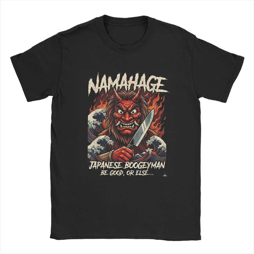 Japanese Traditional Mahage! Anime Chic and Impact Demon mask T Shirts Men's T-Shirt Round Collar Tees Short Sleeve Clothing