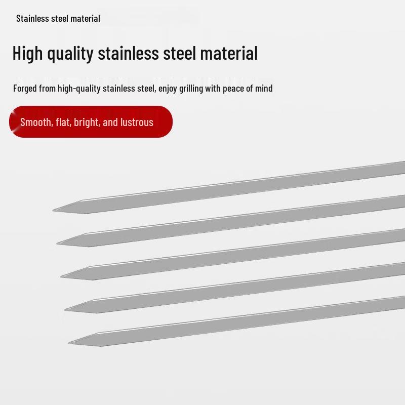 Stainless Steel Flat BBQ Skewers with Wooden Handle