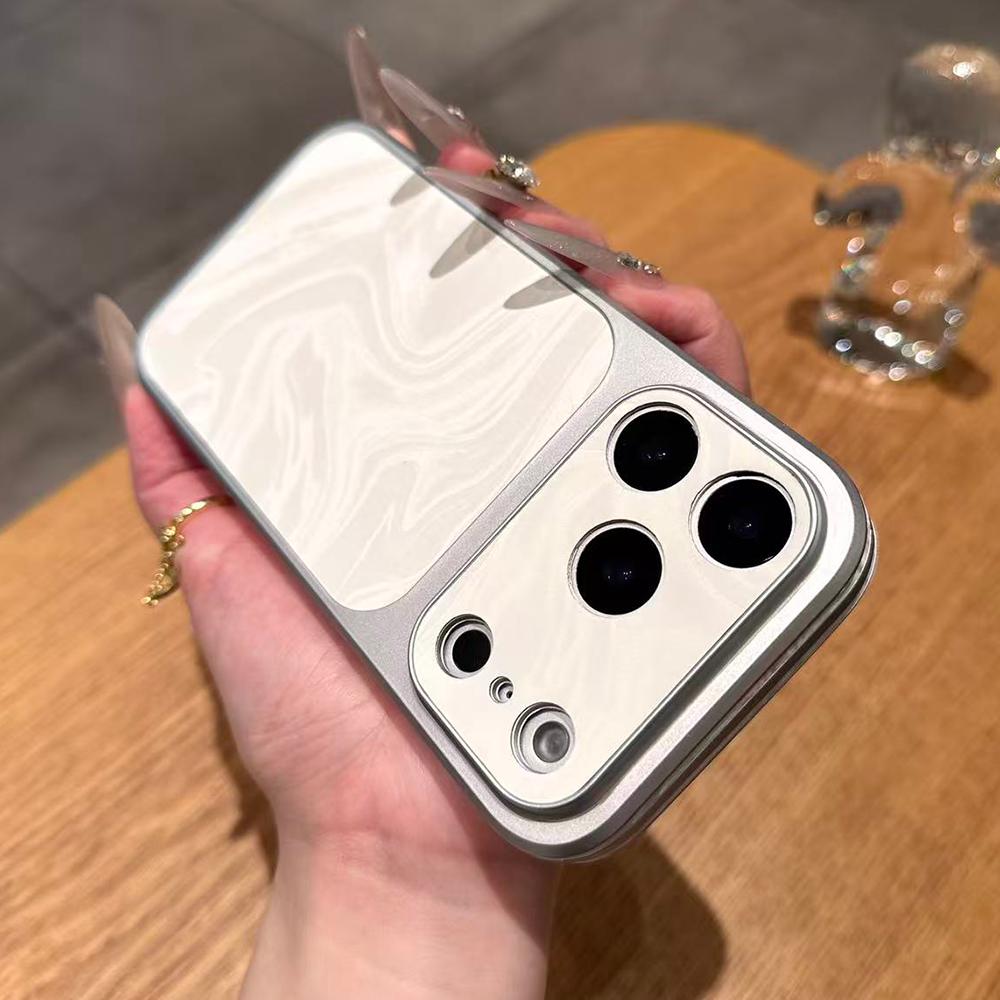 Fashion Water Ripple Large Window Case For iPhone 17 16 15 14 13 Pro Max Solid Color Shockproof Matte Bumper Protection Cover