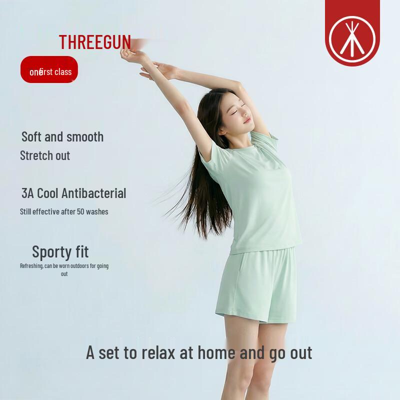 Three Gun Women s Antibacterial Ice Cotton Pajama Set L ледниковый зеленый