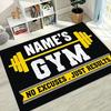 Fitnessstudio "Dies ist meine glückliche Stunde" Hantel-Aufdruck Teppich Weicher rutschfester Heim-Fitnessstudio-Teppich Retro Indoor-Sport-Dekorationsmatte für Schlafzimmer