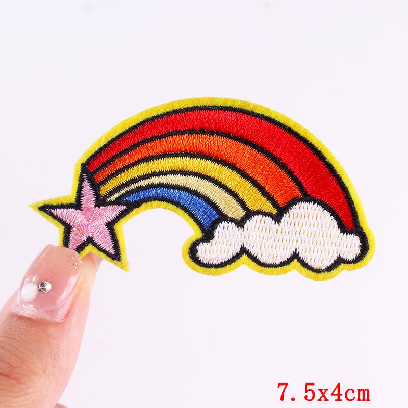 Regnbåge/BokstavsPatch Planet/UFO BroderiPatch Stryk på Patchar För Kläder Tecknad Broderad Patch På Kläder Strykning DIY