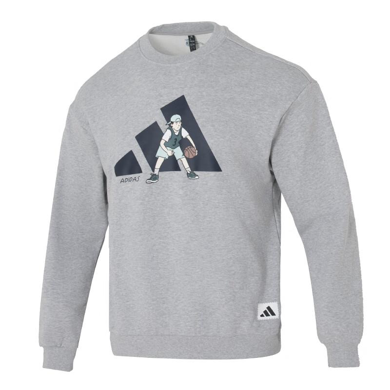 Adidas Sweatshirts Men s Gray Crew Neck Moderate KC5323 M