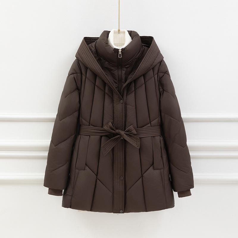 

Женская новая толстая теплая хлопковая одежда для отдыха и спорта из высококачественной ткани с капюшоном, легкая, теплая, свободного кроя XXL темно-коричневого