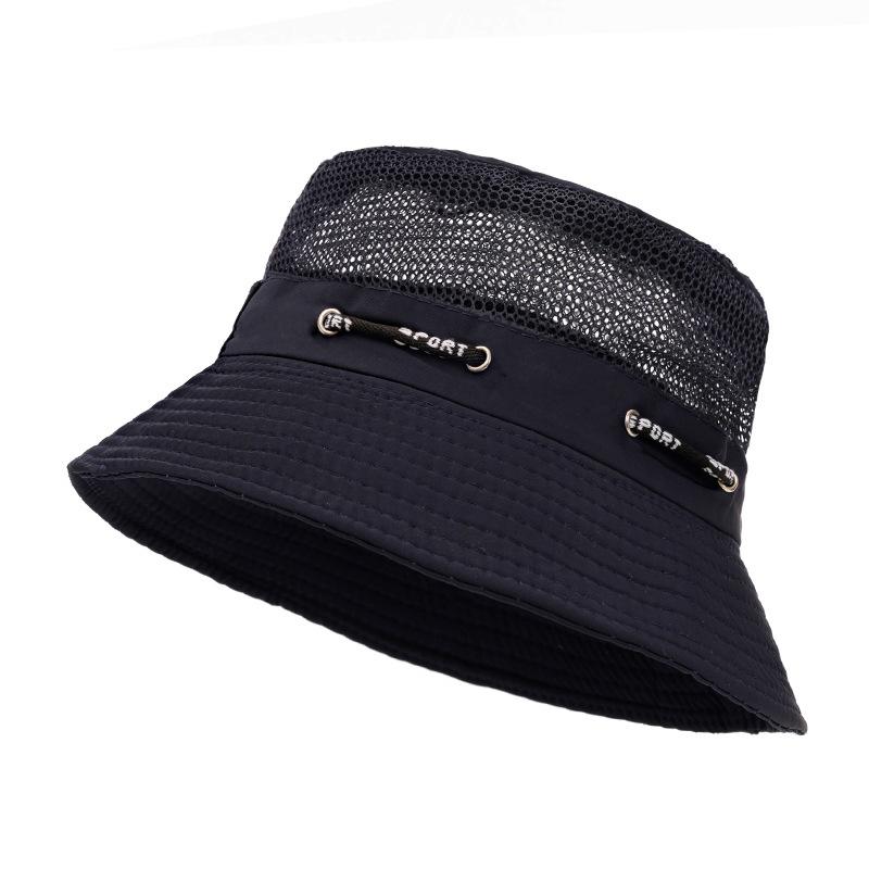 Summer Breathable Mesh Small Basin Hat Solid Color Men's Fishing Outdoor Hiking Fisherman Hat Couple Big Brim Sun Bucket Hat