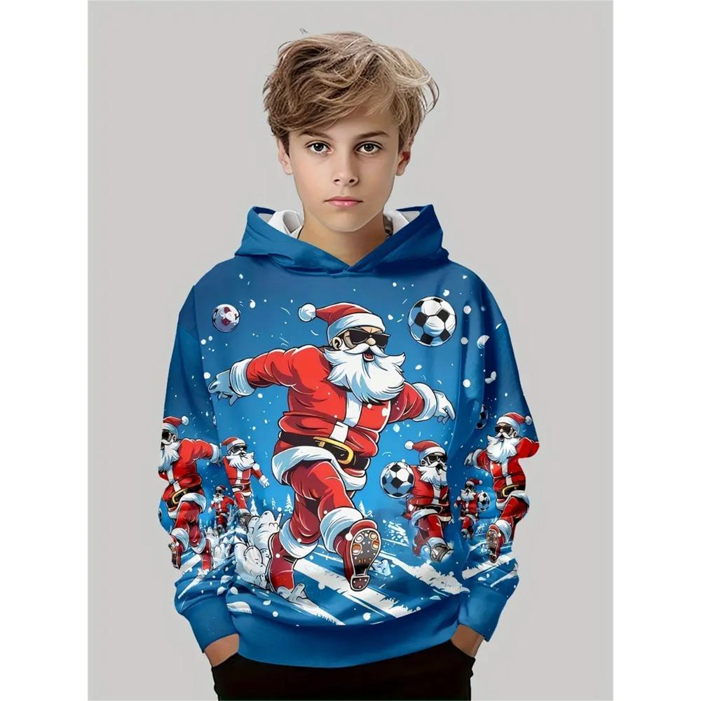 Child Sweatshirt Christmas Hoodies Cartoon Children's Fashion Santa Claus Print Clothes Child Girl Outdoor Clothes for Children