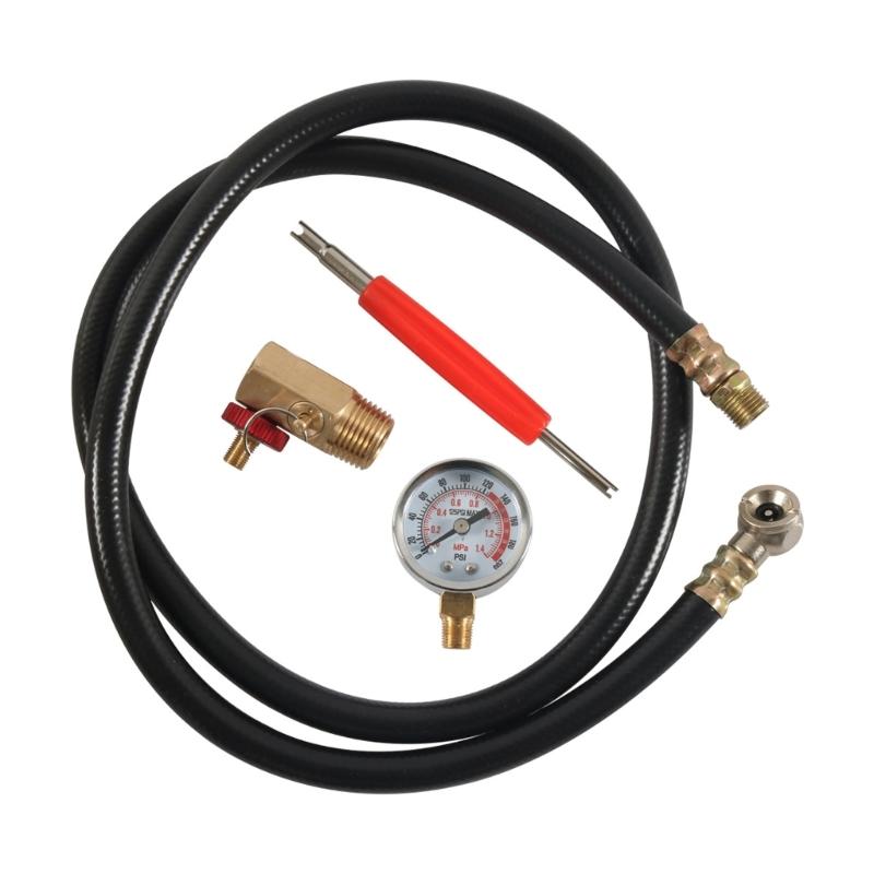 0-200PSI Pressure Gauge Air Tank Testing Kit With Brass Valves Leak Detector For Industrial Vehicle Maintenance