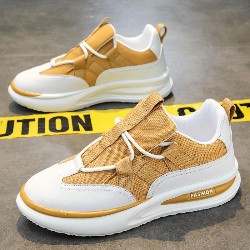 

023 Весна/Лето Модные цветные легкие мягкие эластичные мужские спортивные и повседневные туфли Мужская обувь Обувь для скейтбординга 44 жёлтый