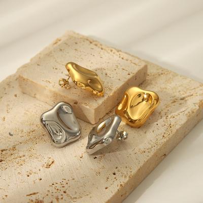Boucles d'oreilles Forme Géométrique en Acier Inoxydable Pour Femmes Couleur Or Argent Clou d'Oreille