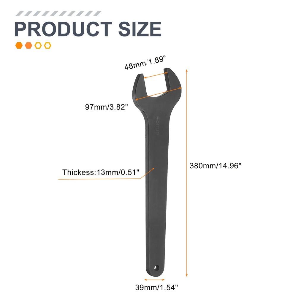 uxcell Single 48mm Metric 15 Degree Offset Angle Small Flat Head Blackening Wrench for Automotive Repair and Furniture Assembly Open-End Wrench,