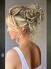 ALAN EATON Claw Clip Messy Bun Hair Piece for Women BLonde Synthetic Wavy Curly Ponytail Hairpiece for Daily Wear Multi-color Option 10 Inch