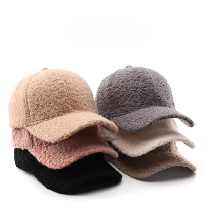 Hat Women's Autumn and Winter Solid Color Plush Baseball Cap Outdoor Travel Sunscreen Sunshade Thermal Cap