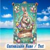 Easter Bunny Theme Beach Towel Personalized Custom Name & Text Soft Quick Dry Beach Towel for Swimming Travel