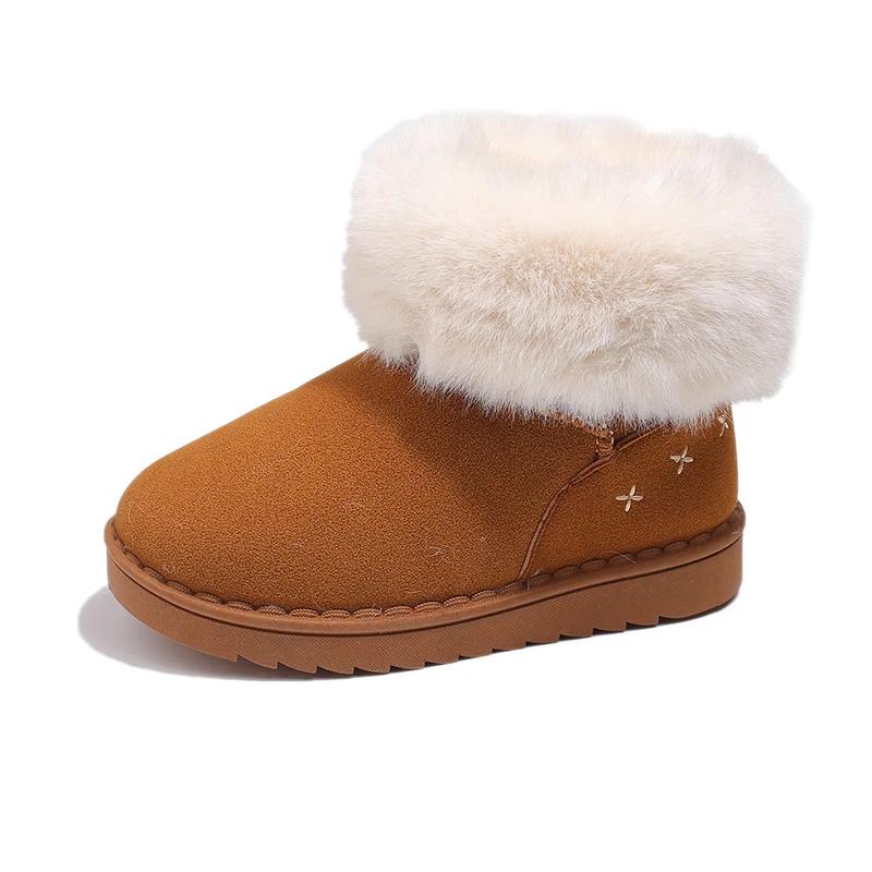 Kids Winter Boots for Boys Girls Unisex Children Ankle Thermal Boots Thick Plush Fluffy Warm 2024 Autumn Winter Girls Flock Shoe