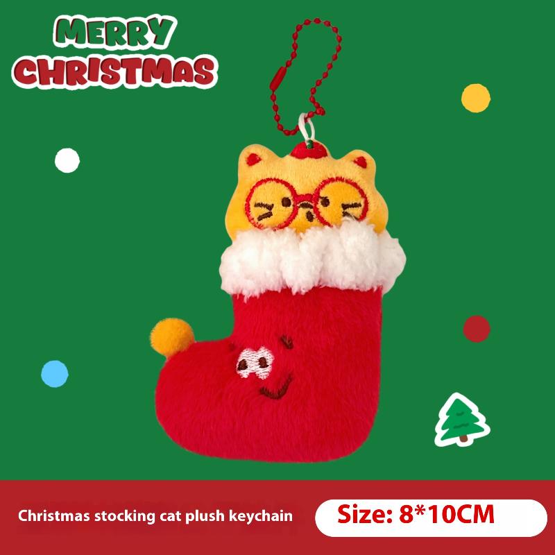 Cartoon Christmas Plush Doll Pendant Keychain Fluffy Cute Creative Soft Stuffed Doll Backpack Pendant Decorative Accessories
