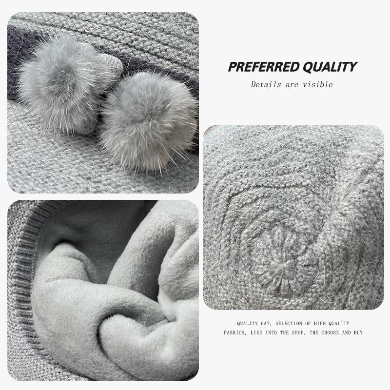 Fisherman hat children winter old people grandma thickened warm windproof basin hat rabbit wool fashion mother hat