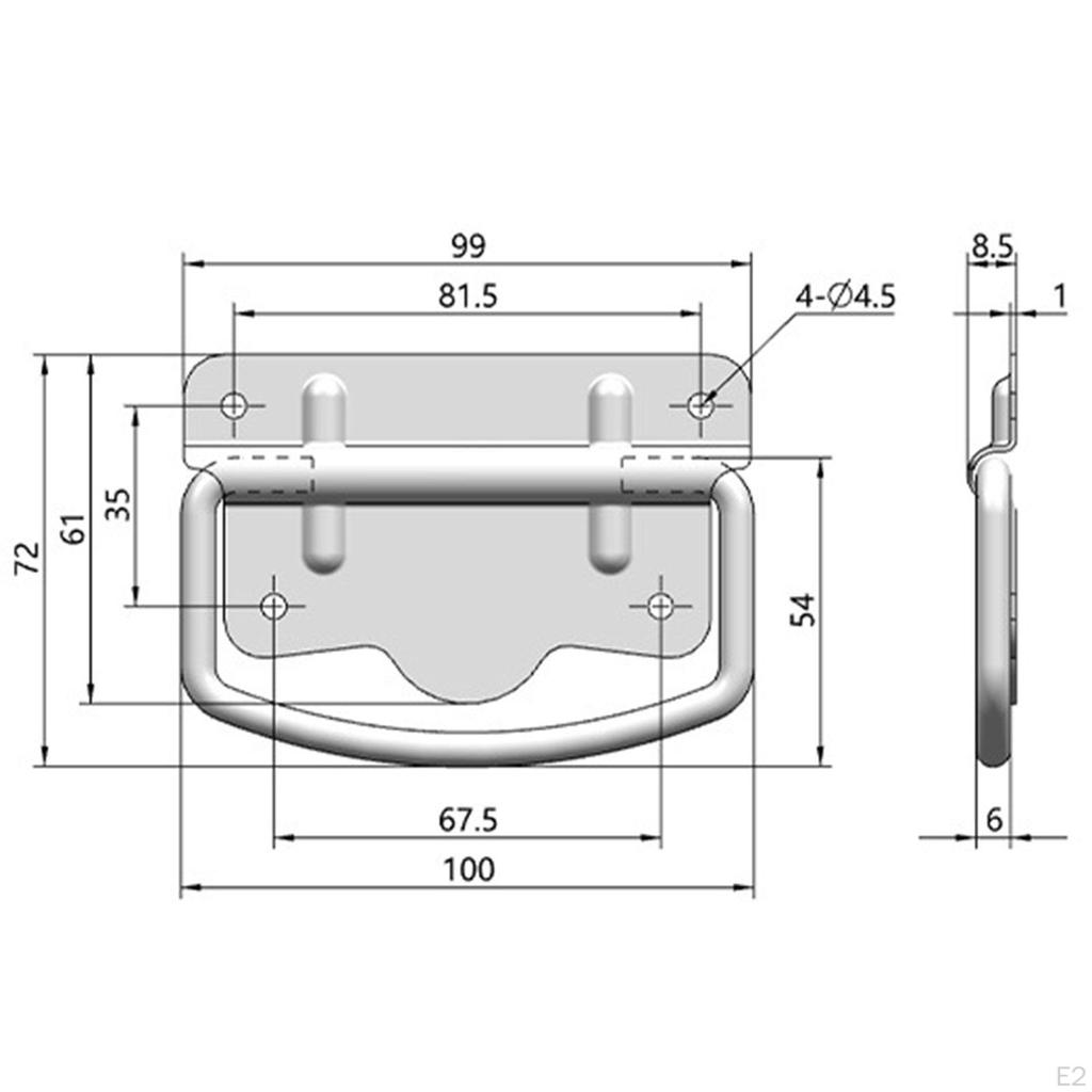 2 Pieces Folding Handles, Cabinet Lifting Rings Pull Handle Hardware Tool Accessories Metal Foldable