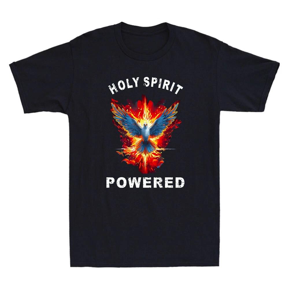 Holy Spirit Powered Dove With Fire Funny Christian Quote Gift Retro Mens T-Shirt XXXL