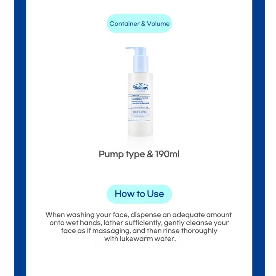 The Face Shop Dr. Belmeur Amino Clear pH-Balanced Foaming Gel Cleanser 190ml