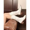 Western cowboy boots women's 2025 new autumn retro embroidery pointed thick heel but knee mid-tube knight boots