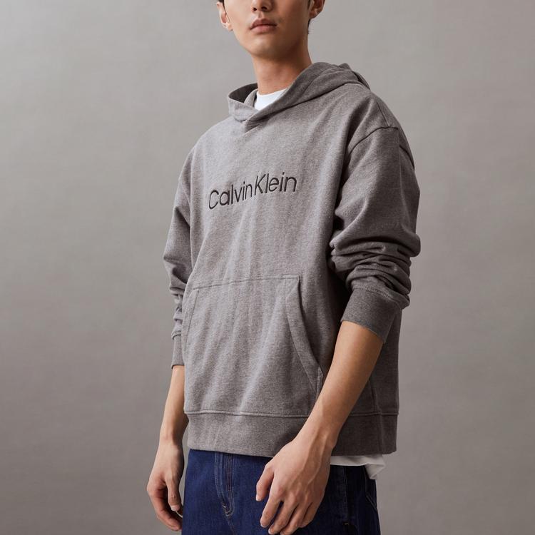 Calvin Klein Fashionable Pure Cotton Simple Versatile Embroidered Letter Hoodie Men Hoodies Gray 40HM231-030