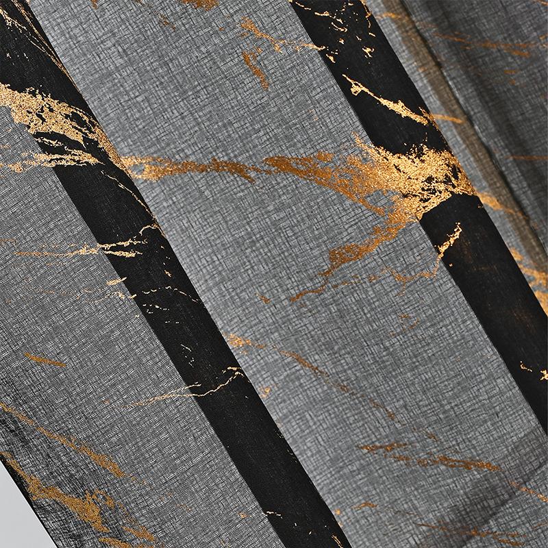 1 Panel Marmormuster Raumdekor Verdunkelungsvorhänge Waschbar Ganzjahresvorhänge Stangentasche Goldener Foliendruck