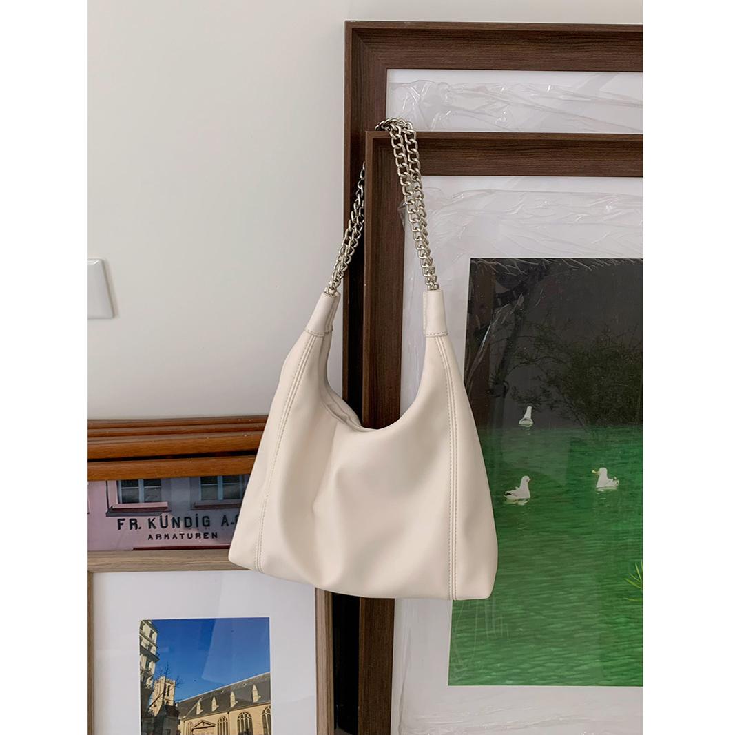 

Мягкая женская сумка на плечо из искусственной кожи, свадебная сумка-тоут, универсальная, для поездок на работу, подмышками, Bolso Mujer, модная, большая вместительная сумка на цепочке белый