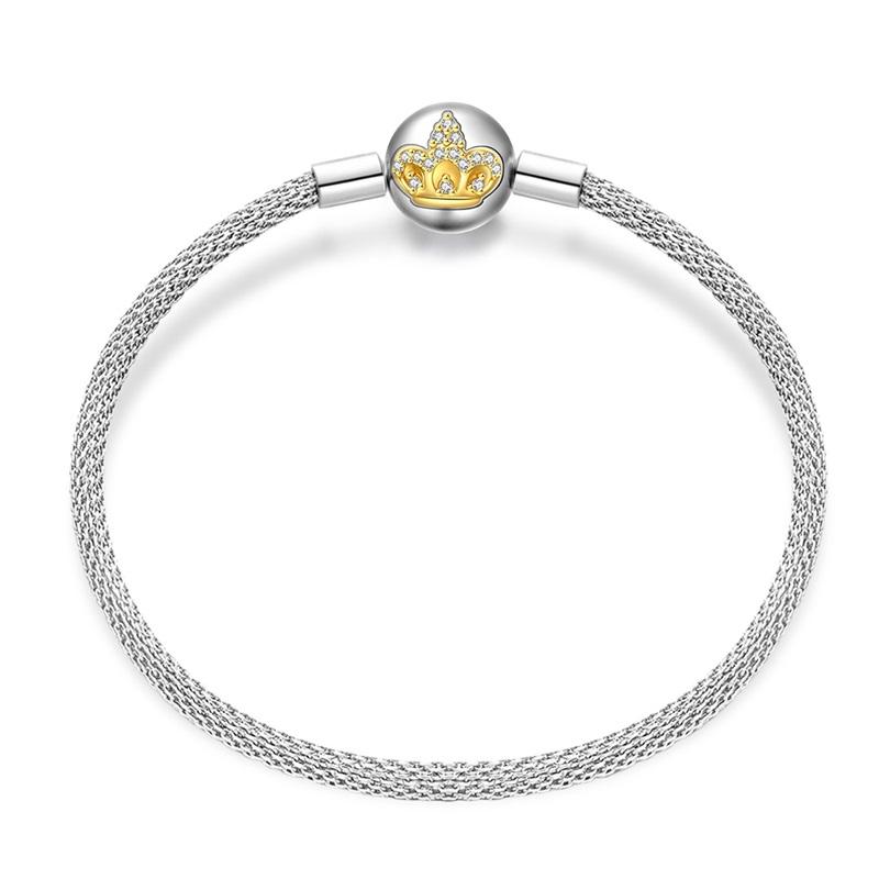 Brățări din Argint 925 de 17-20CM Pentru Femei Stea Lună Fluture Gheară de Pisică Lotus Coroană Aurie Brățări Potrivite pentru Charme DIY Pandantive Bijuterii