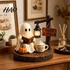 Fall Home Accents Halloween Ghost Figurine, Vintage Cozy Reading Book/Walking Dog Statue with Lantern, Seasonal Desktop Ornaments Light Up Spooky