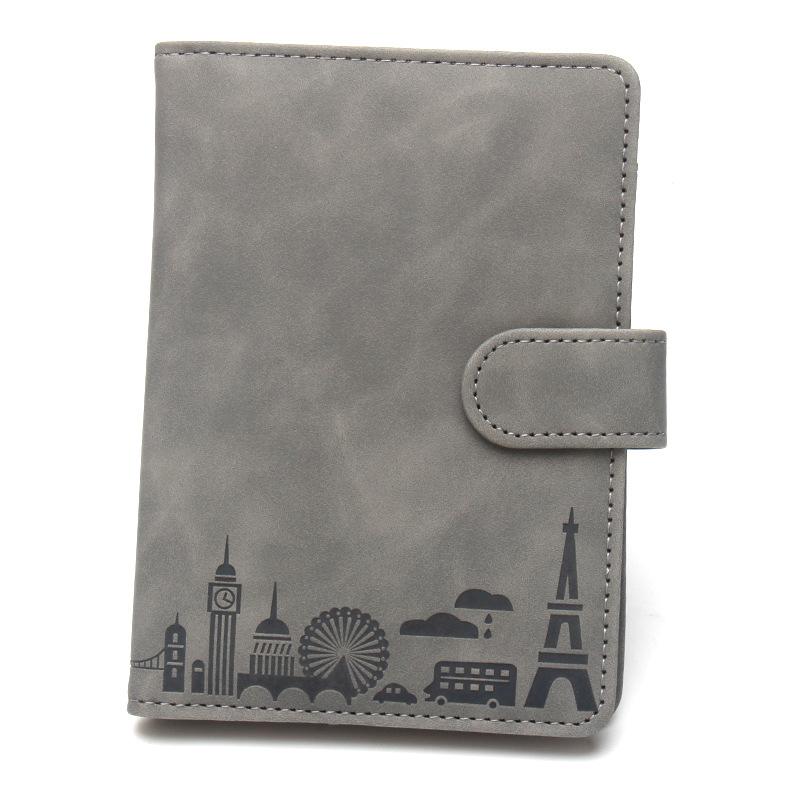 Iron Tower RFID Passport Holder with Magnetic Buckle Air Ticket Holder Passport Cover Anti-magnetic Travel Passport Organizer