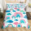 Rainbow Comforter Cover Watercolor Hand Drawn Duvet Cover Cartoon Raindrop Kawaii Bedding Set Girl Crown Love Hearts Quilt Cover