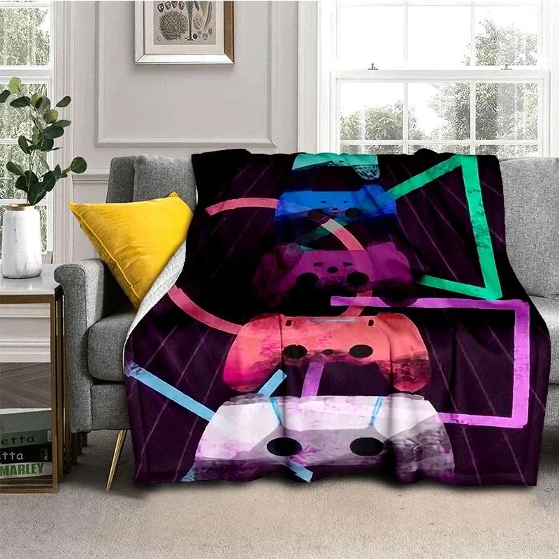 New Full Printed Game Blanket Controller Flannel for Couch Sofa Chair Travel Fashion Office Room Decor Soft Warm Throw