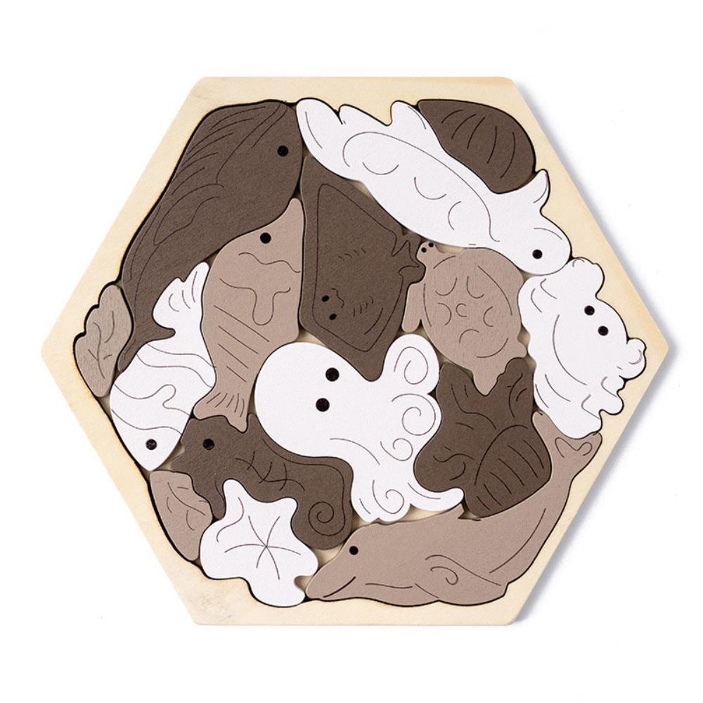 Brain Burning Dinosaur Wooden Puzzle Farm Animals Unique Irregular Puzzle  Children s Toy Style E